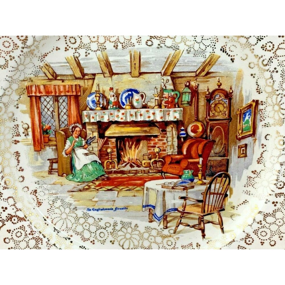 H&K Tunstall Salad / Luncheon Plate An Englishman's Fireside Pattern 1930s U - Picture 2 of 8